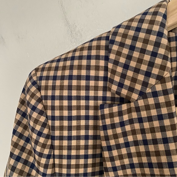 J. Crew Alfie Honey Plaid Italian Wool Stretch Blazer Size 10 NWOT Tollegno 1900 - Picture 4 of 16